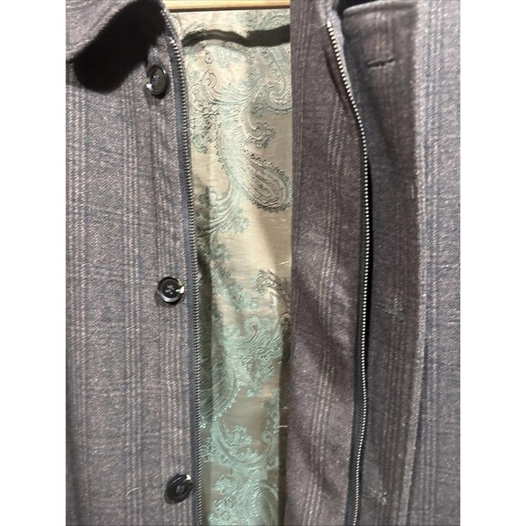 ENZO Tovare Italy Wool Zip/button Front Car Coat Brown Check Lined - Picture 12 of 13